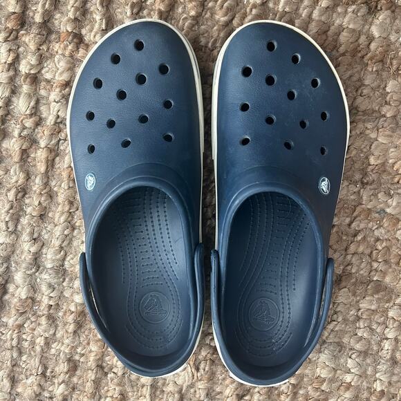 Crocs Crocband Clog Navy White Men\'s 13 Slip On Comfort Sandals EUC main image 4